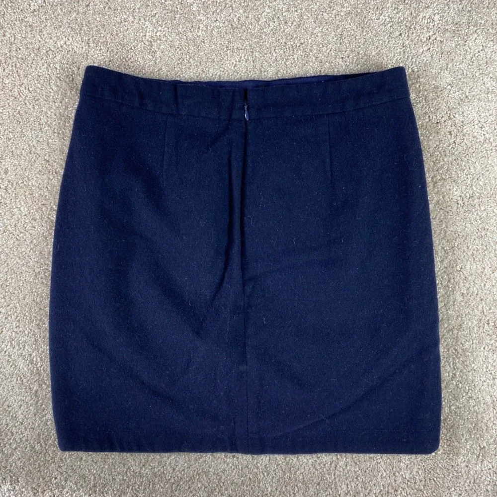 J. Crew Shirttail Mini Skirt B0358 Navy Blue Wool Blend Size‎ 4